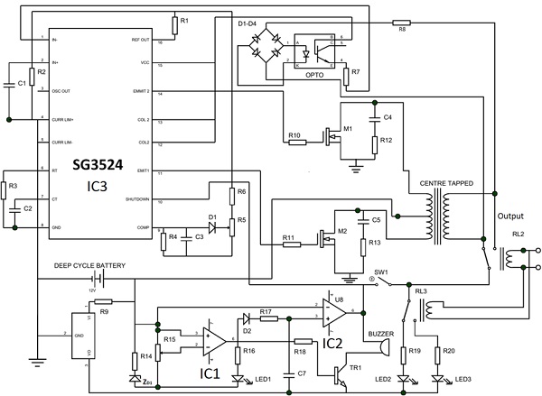 Simple Pwm Inverter Circuit Diagram Using Pwm Chip Sg3524 Circuits